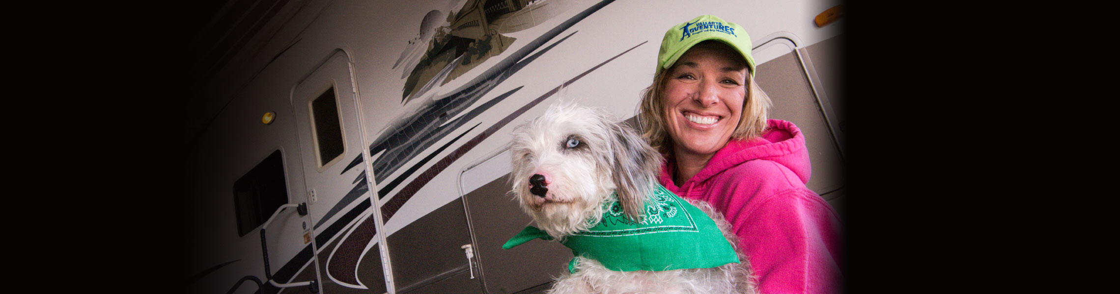 Happy Action RV customer with her dog